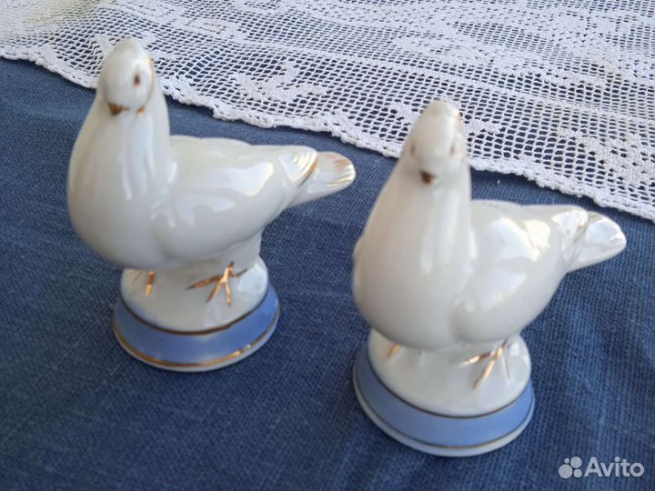 Голубки фарфоровые Гжель СССР винтаж