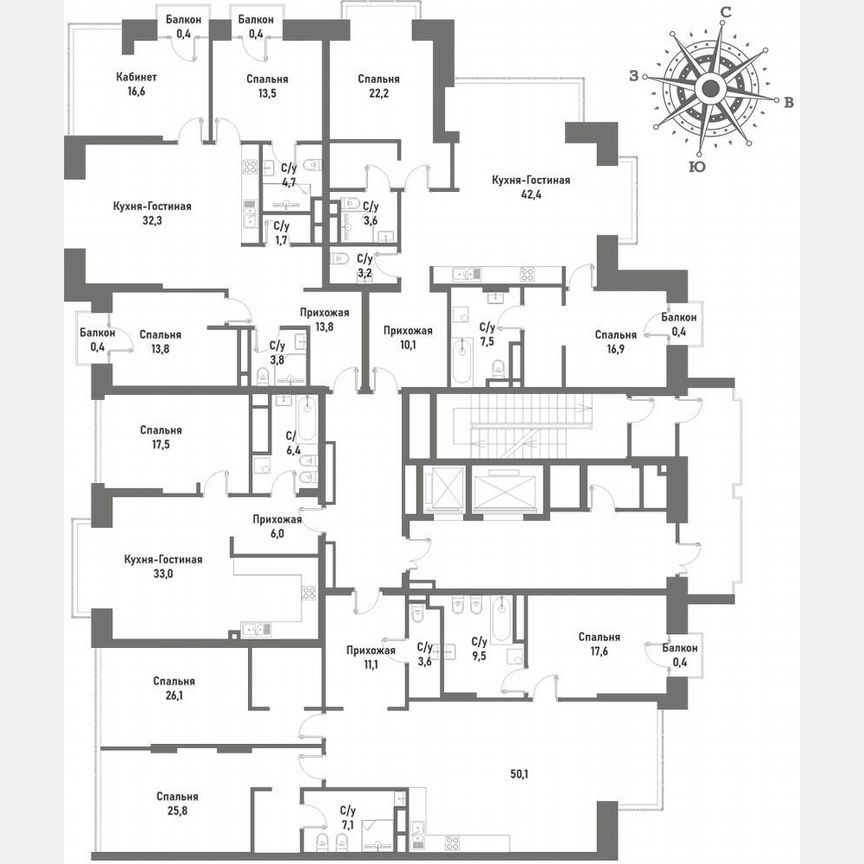 3-к. квартира, 150,5 м², 12/15 эт.