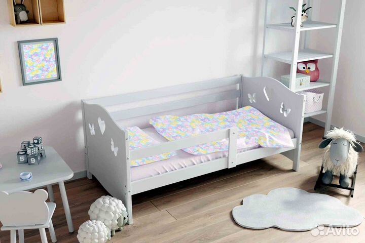 Кроватка от 2х лет высокий борт берёза сингл