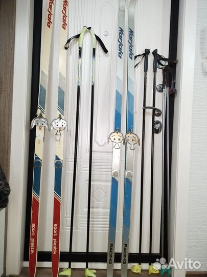Лыжи беговые взр и детск. с палками и креплениями