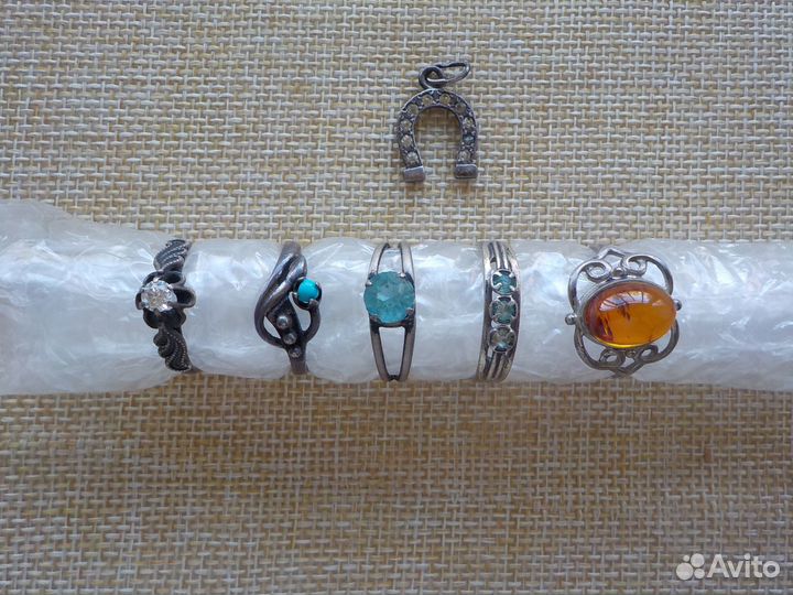 Серебро СССР кулон 925, кольца 875 пробы с звездой