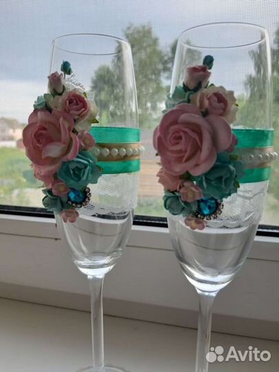 Свадебные бокалы (фужеры) ручной работы 2 шт