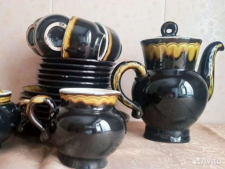 Кофейный сервиз обливная керамика зик Конаково