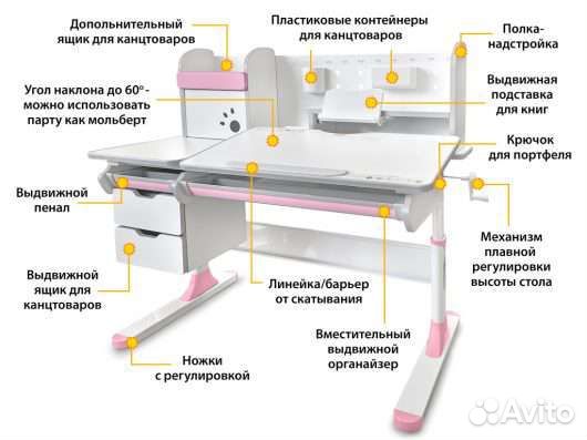 Растущий стол Mealux Hamilton Multicolor