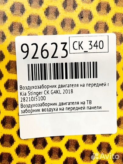 Воздухозаборник двигателя на передней панели Kia