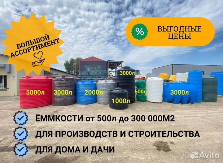 Ёмкость пластиковая Бак для воды и полива 3000 л