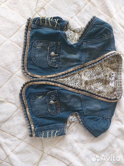 Джинсовая ретро жилетка в ковбойском стиле