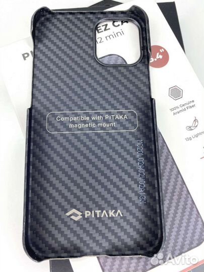 Чехол Pitaka iPhone 12 mini чёрный, синий