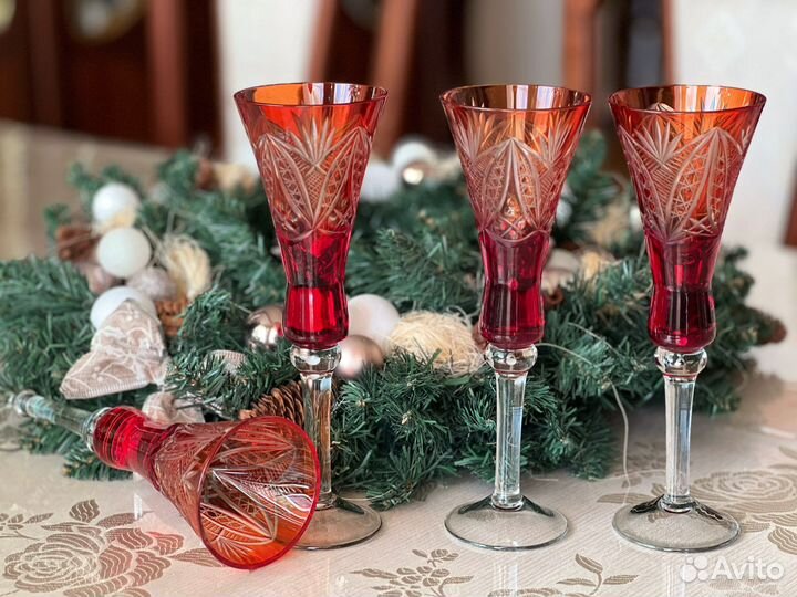 Фужеры/цветной хрусталь