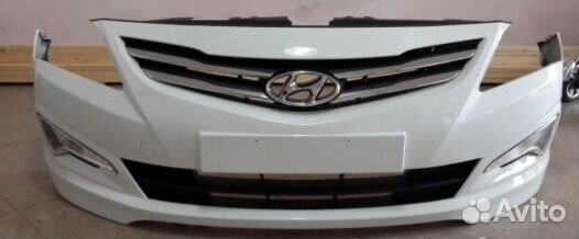 Передний бампер Хендай Солярис 2015 белый PGU