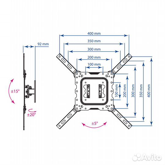 Кронштейн поворотный для тв 22