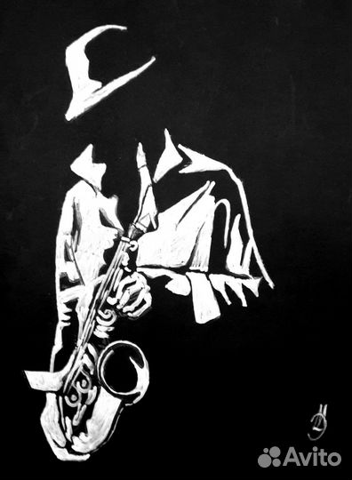 Картина в технике белым по черному