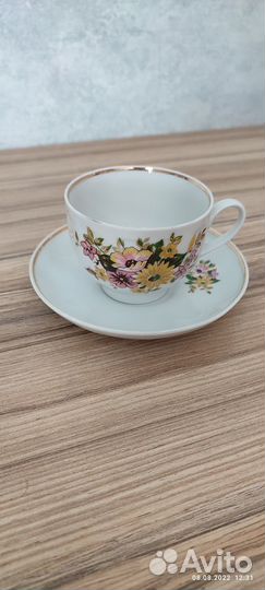 Чашки кофейные, блюдца и сливочник, фарфор Дулево