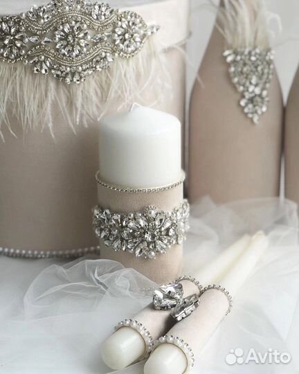 Свадебный набор Бокалы Очаг Бутылки