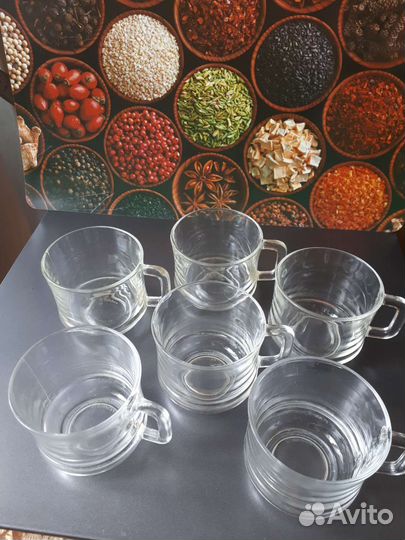 6 стеклянных чашек Duralex France