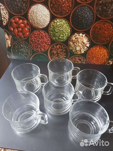 6 стеклянных чашек Duralex France