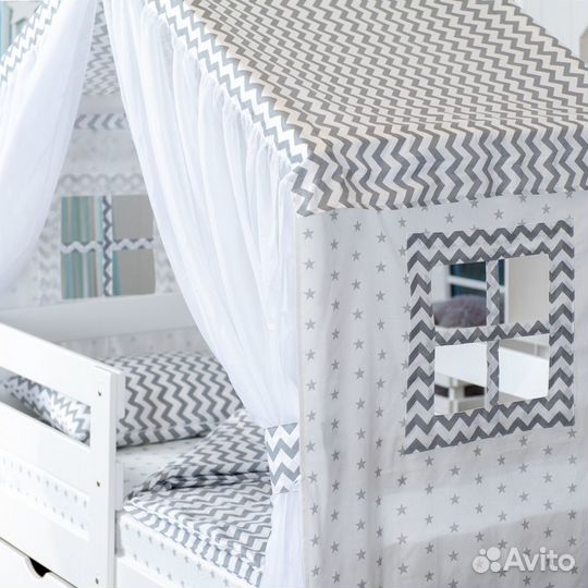 Крыша и занавески для кровати домика