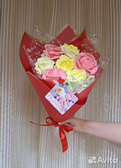 Съедобный букет из зефира, зефир ручной работы