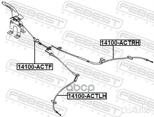 Трос ручного тормоза правый 14100-actrh Febest