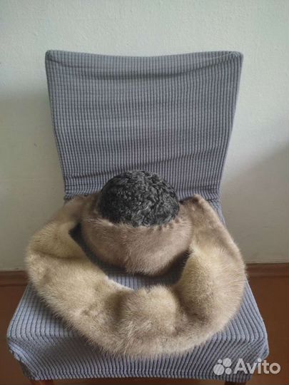 Шапка женская норковая и воротник, ретро