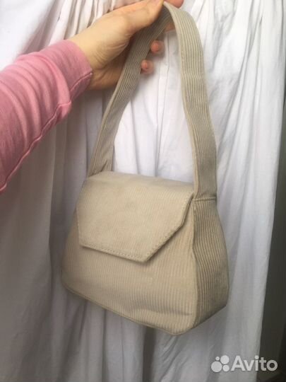 Сумка вельветовая бежевая