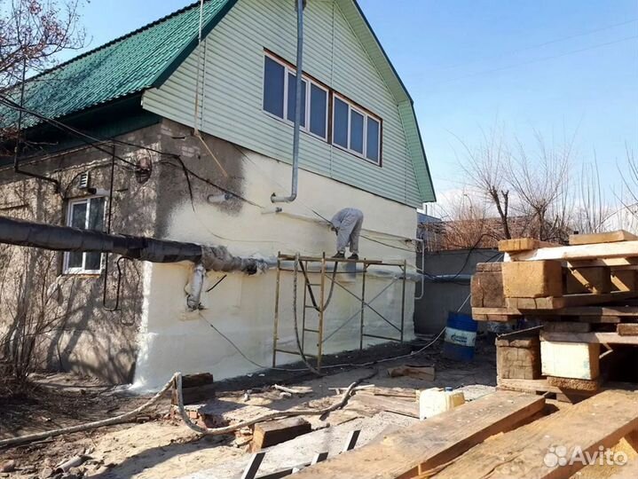 Утепление стен пенополиуританом