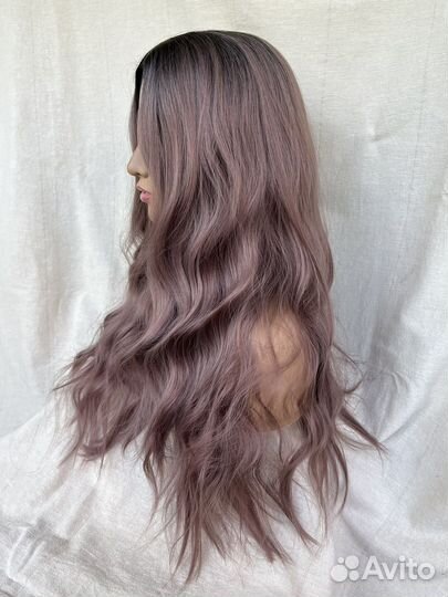 Парик лиловый омбре длинный