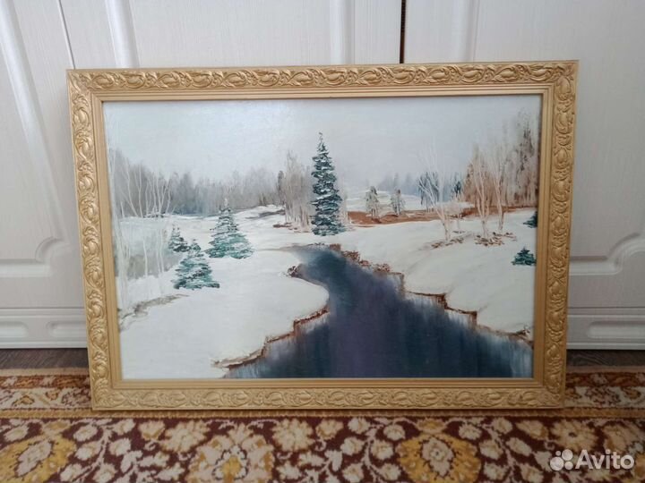 Картина маслом зимний пейзаж