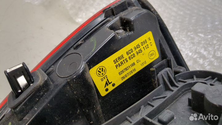 Фонарь (задний) правый Volkswagen Polo 2014, 2016