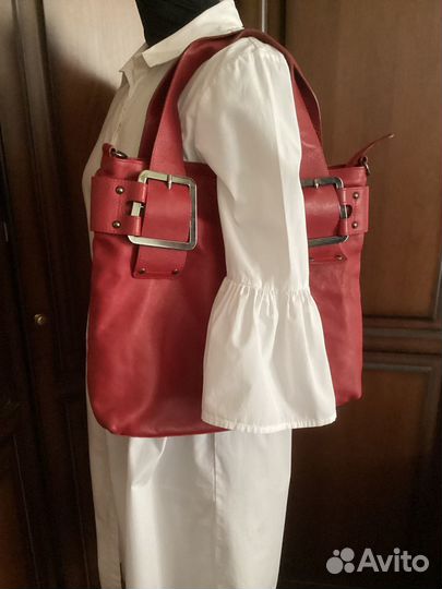 Сумка натуральная кожа красная