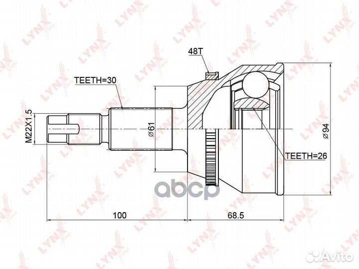 Шрус наружный перед прав/лев CO3759A lynxauto