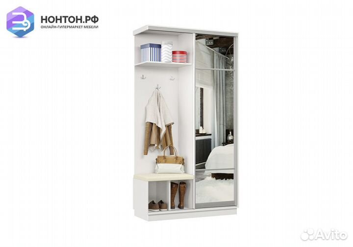 Прихожая-купе Эридан мини с сиденьем белая