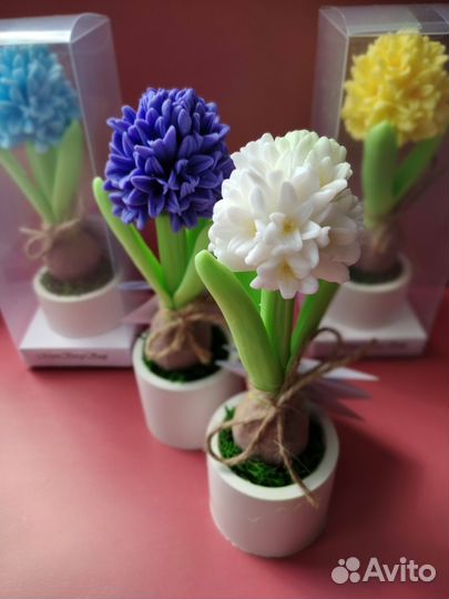 Гиацинт из мыла в подарочной коробке