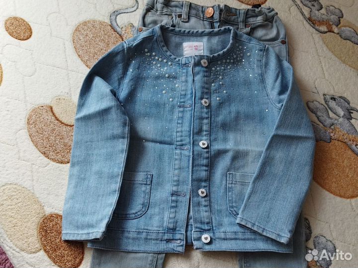 Джинсовый пиджак и джинсы на девочку