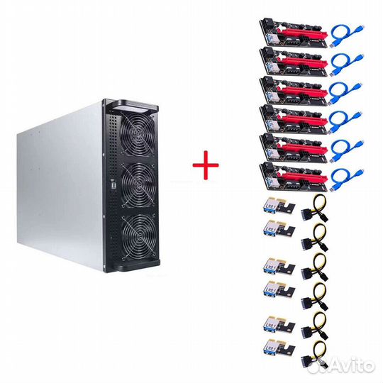 Корпус для майнинга продувной с райзерами и вентил