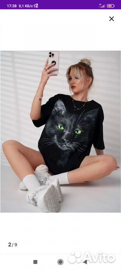 Новая футболка кошка