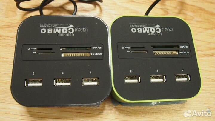 Usb хаб+картридер новый. С подсветкой