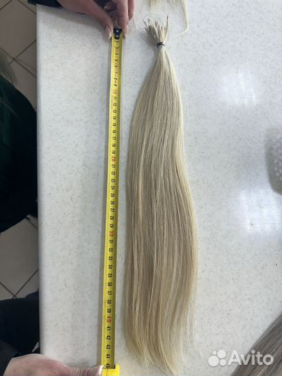 Волосы для наращивания натуральные блонд 40-45 см