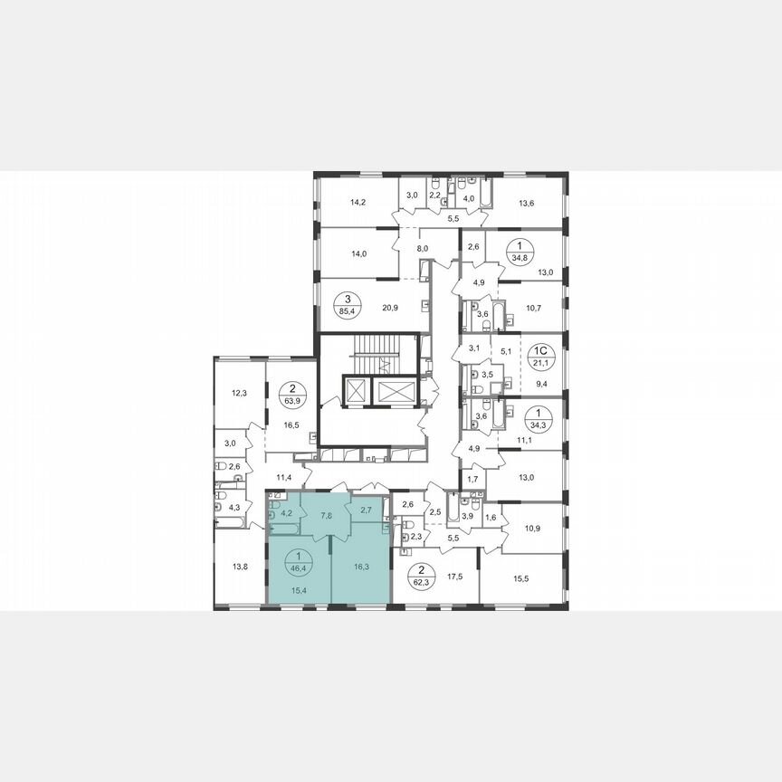 1-к. квартира, 46,4 м², 6/19 эт.