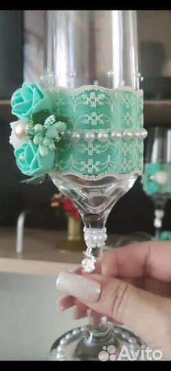 Свадебные фужеры + бутанерка