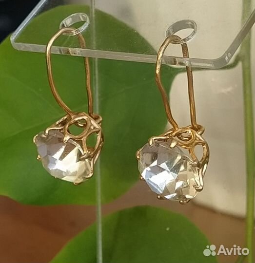 Серьги кольцо винтаж СССР позолота клеймо