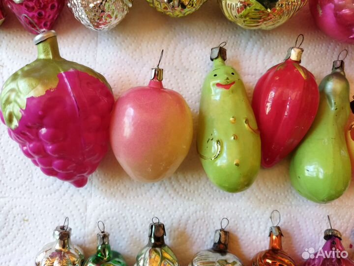 Советские ёлочные игрушки стекло