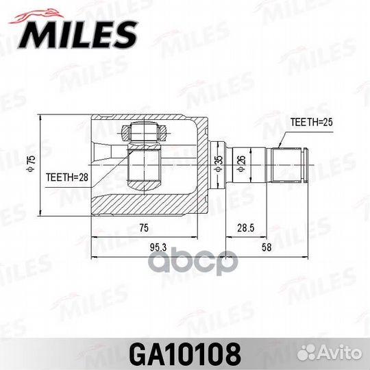 ШРУС honda civic EU/EP/ES 2001-2006 внутр. ga10