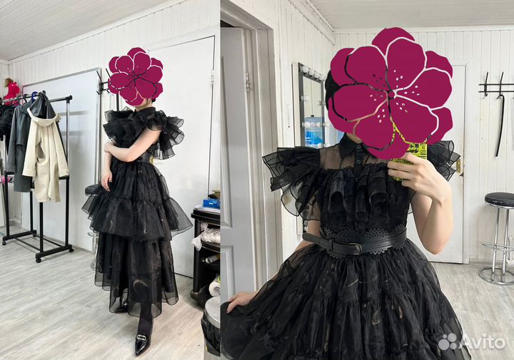 Косплей костюм платье Уэнсдей Аддамс аниматорам