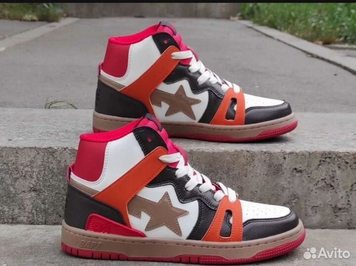 Кроссовки Bape Sta 93 HI Red Orange Light Sand