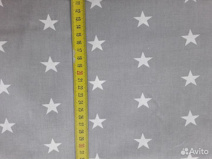 Ткань отрез 5 м хлопок 100 Звёздочки на сером
