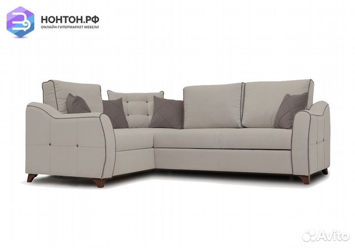 Диван угловой дельфин Френсис светло-бежевый / кор