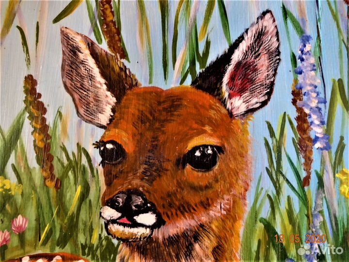 Картина на срезе березы 