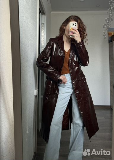 Кожаный плащ тренч натуральная кожа