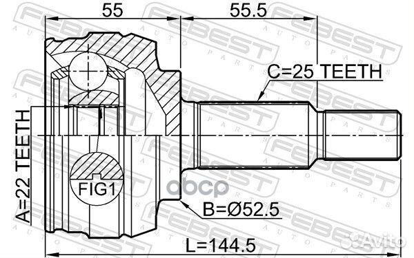 ШРУС наружный 22X52.5X25 renault megane 08- 241